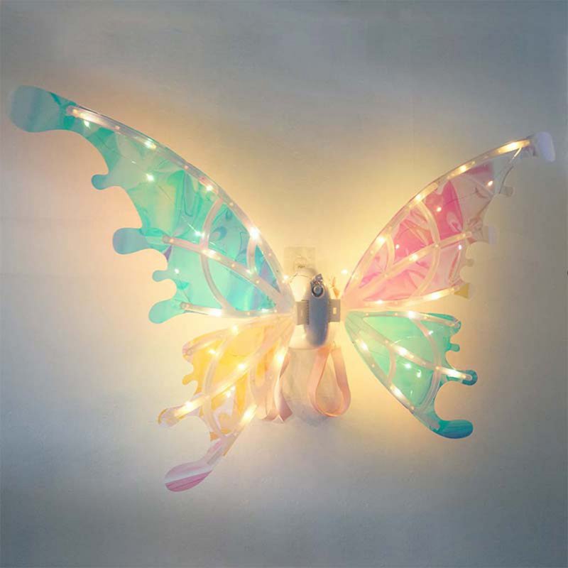 Girls Electrical Butterfly Wings With Music Lights Glowing Shiny Dress Up Moving Fairy Wings For Birthday Wedding Christmas R01 88 x 56.5 x 10CM