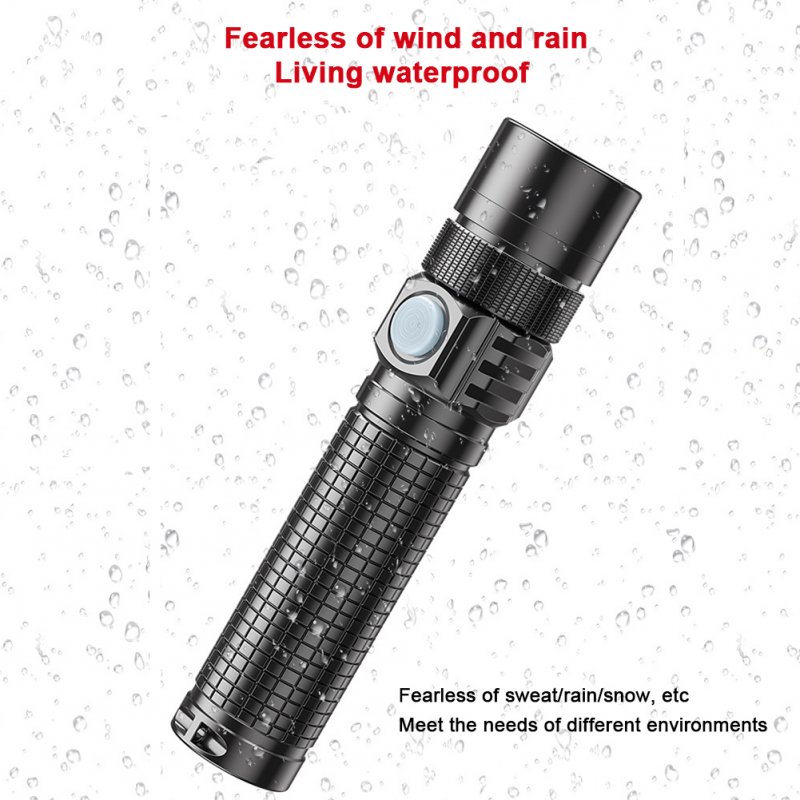Mini Led Flashlight Type C Rechargeable Multifunctional Outdoor Portable Strong Light Zoomable Torch 