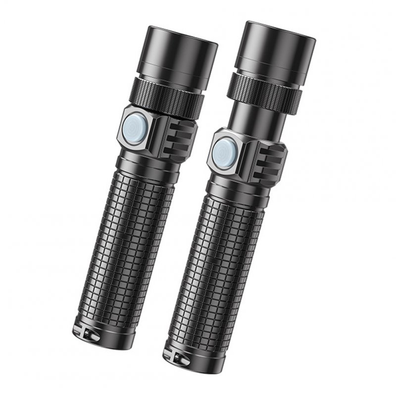 Mini Led Flashlight Type C Rechargeable Multifunctional Outdoor Portable Strong Light Zoomable Torch 