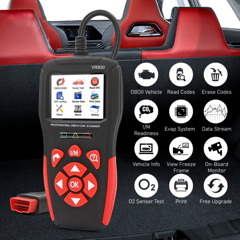 Vr800 Obd Car Code Reader Scan Tools Fault Diagnostic Detector Real-time Display Auto Scanner Tool