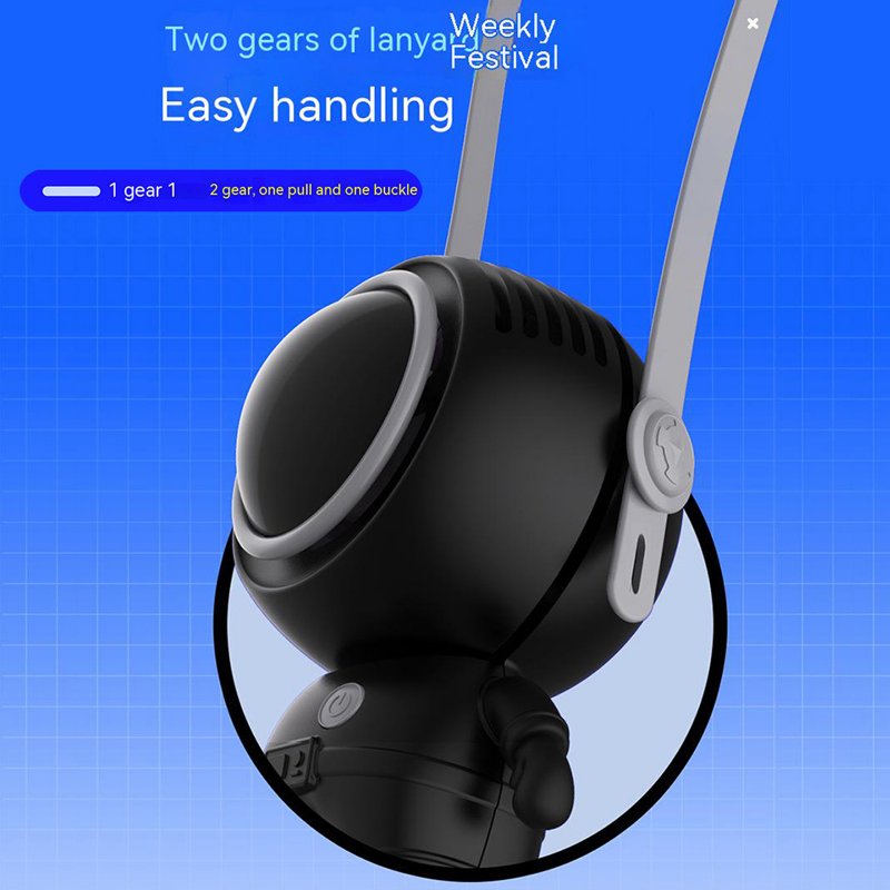 6.5w Portable Handheld Astronaut Hanging Neck Fan 3 Speed Adjustable Leafless Usb Mini Cooling Fan 