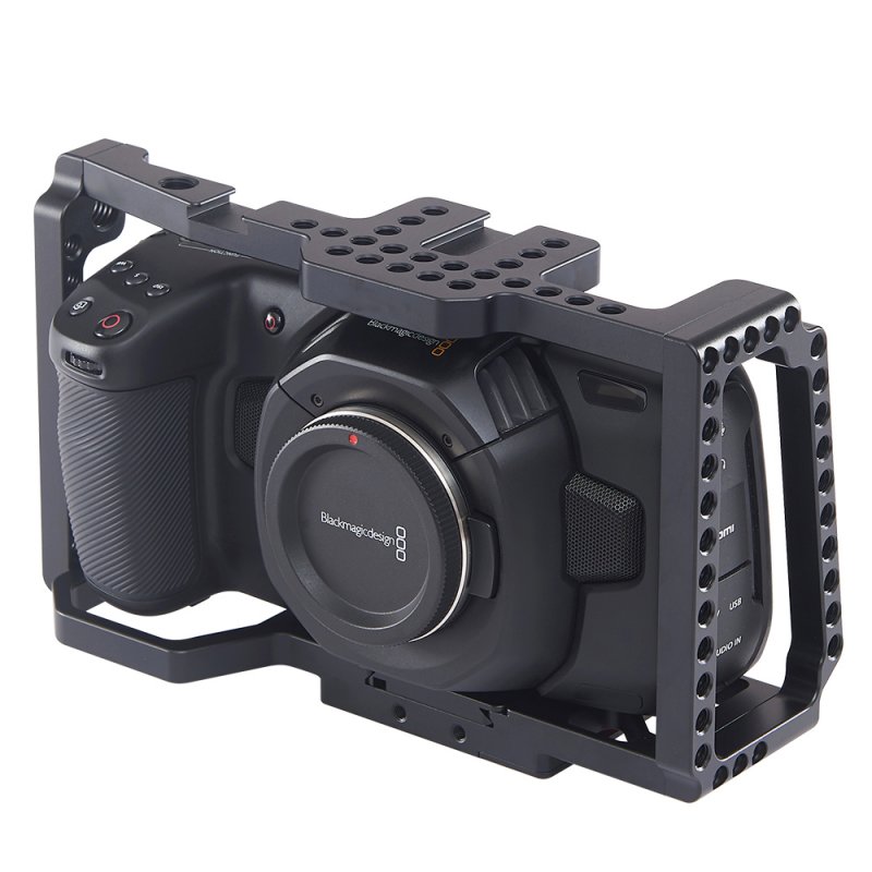 DSLR Camera Cage Pocket Camera Frame for Blackmagic Pocket Cinema Camera 4K/6K BMPCC 2203 black