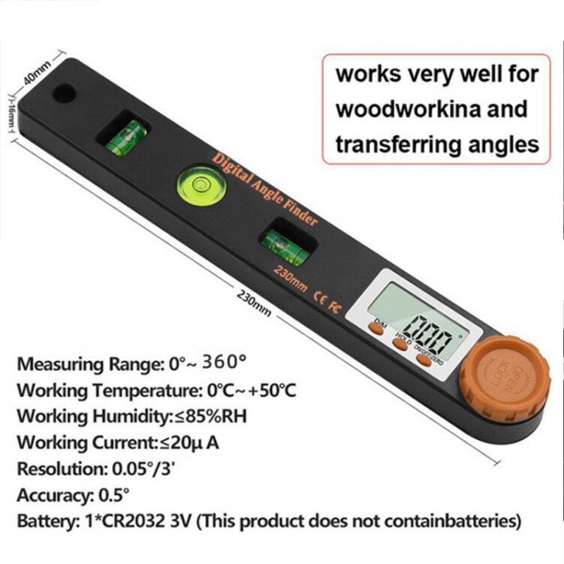 4-in-1 Woodworking Angle Ruler with Spirit Level Multi-purpose Digital Display Protractor Tools