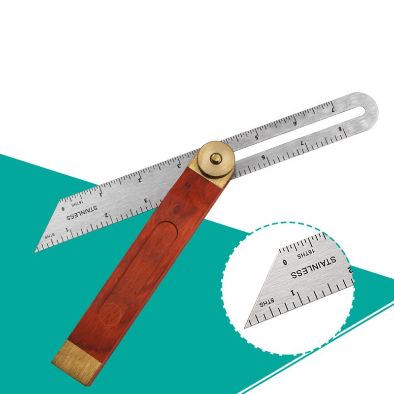 9inch Stainless Steel Sliding Angle Ruler with Wooden Handle Multi Angle Adjustable Measurement Tool 