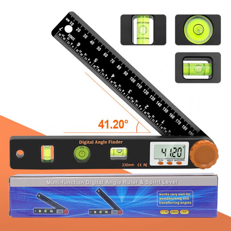 4-in-1 Woodworking Angle Ruler with Spirit Level Multi-purpose Digital Display Protractor Tools