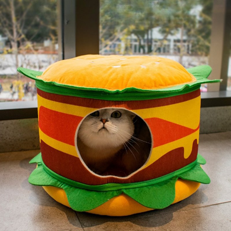 Pets Cat Warm Cave Cushion Hamburg French Fries Shaped Sleeping Bed Sleeping Bed Pet Supplies Accessories fries