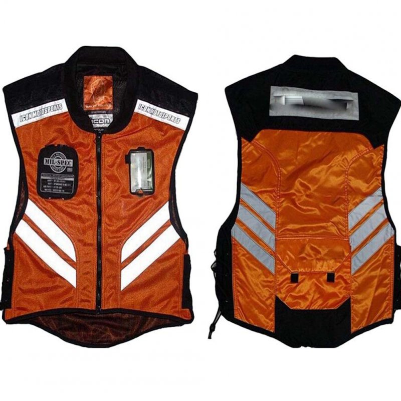 Visibility Reflective Vest Breathable Riding Safety Vests with Pockets Motorcycle Racing Riding Equipment Orange M
