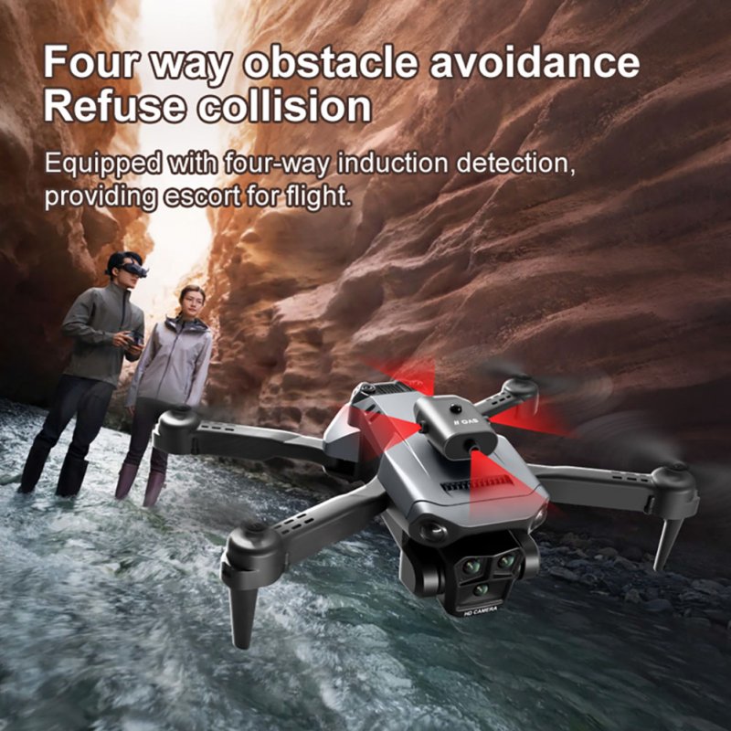 K6 Max Drone 3-Camera 4k Professional HD 4-Way Obstacle Avoidance Optical Flow Positioning Drone Gray-Black 3 Batteries