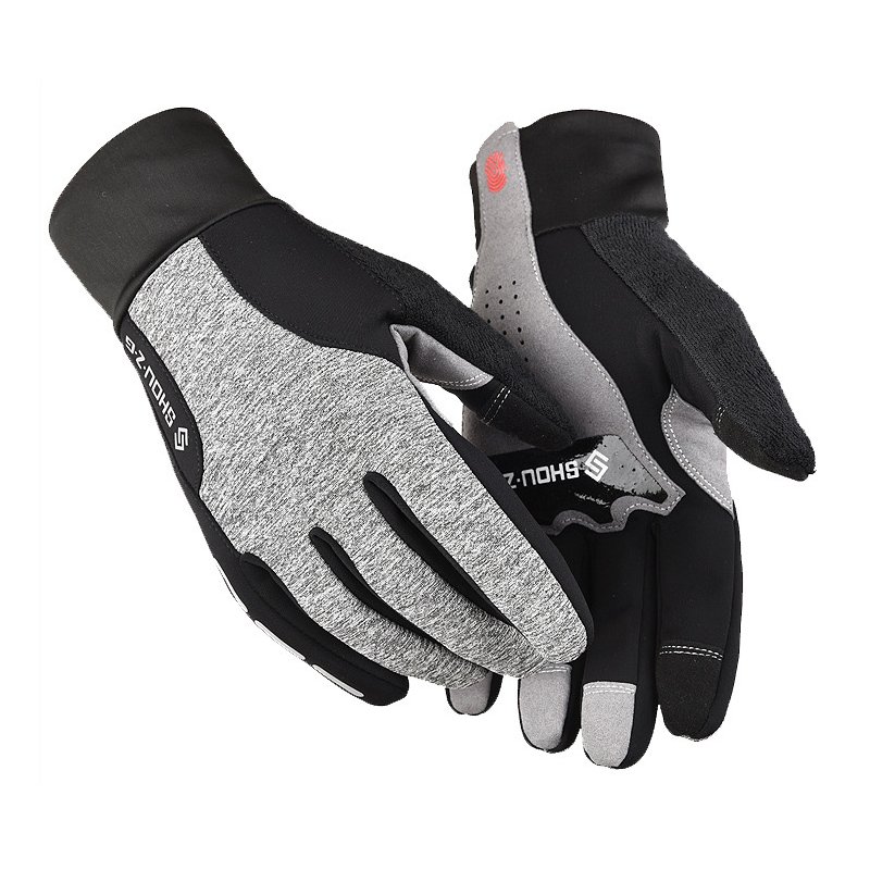 Fleece Gloves Autumn Winter Warm Gloves Touch screen Waterproof Elastic Non-slip Gloves for cycling  black_M