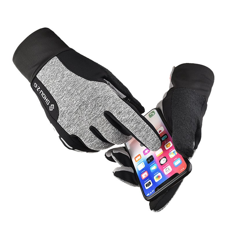 Fleece Gloves Autumn Winter Warm Gloves Touch screen Waterproof Elastic Non-slip Gloves for cycling  black_M