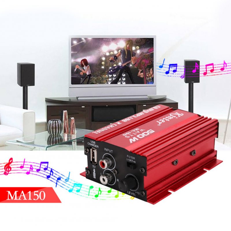 MA150 500W Car Motorcycle 12V 2CH 2 Channel Audio AMP Amplifier Subwoofer 