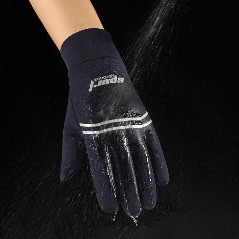 Men Women Waterproof Gloves Fleece Outdoor Sports Mountaineering Cycling Skiing Nonslip Autumn Winter Gloves blue_One size
