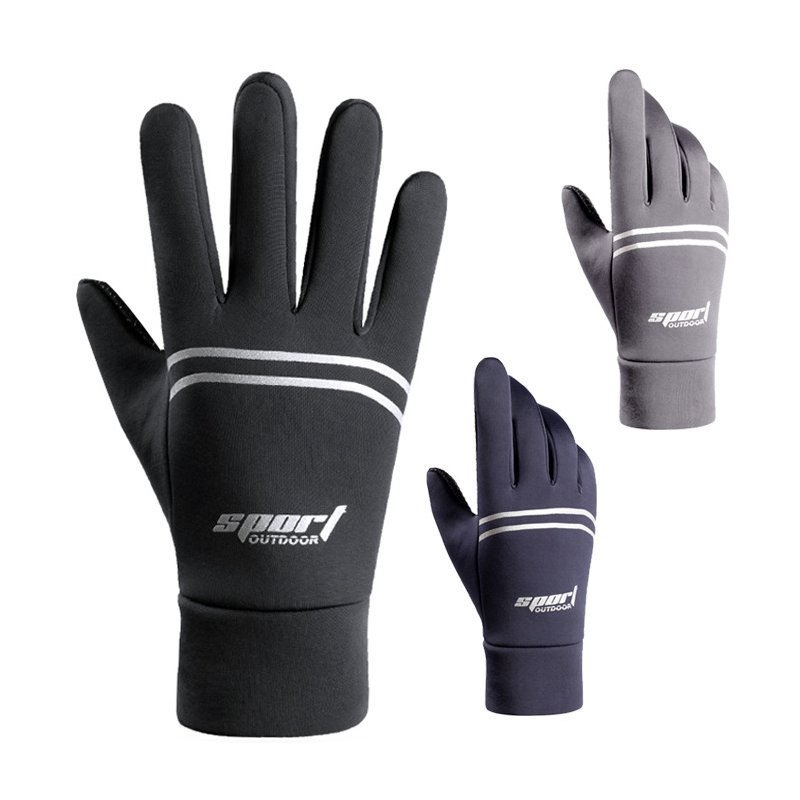 Men Women Waterproof Gloves Fleece Outdoor Sports Mountaineering Cycling Skiing Nonslip Autumn Winter Gloves blue_One size