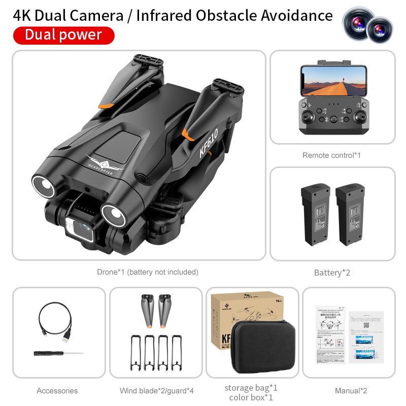 Kf610 Rc Drone 4k HD 1080P Esc Camera Optical Flow Localization 2.4g Wifi Quadcopter Toy 