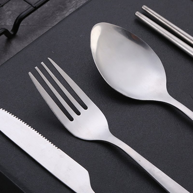 4 Pcs/set Stainless Steel Cutlery Household Cutter Fork Chopsticks Spoon For Restaurant 