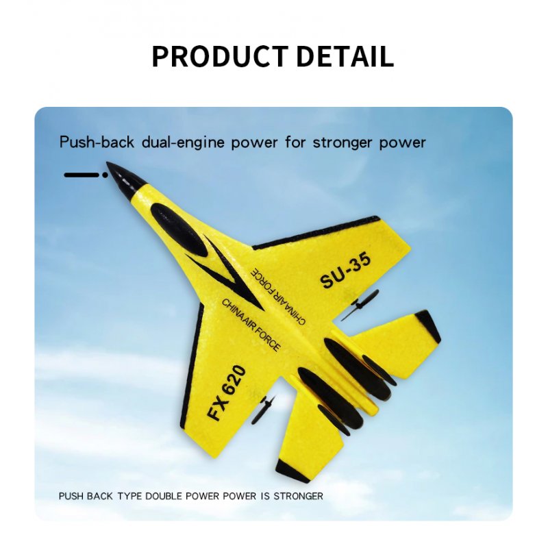 Foam Fx620 Remote Control Glider Fixed Wing Su Su35 Fighter Jet Electric Model Toy Plane Free of Assembly 