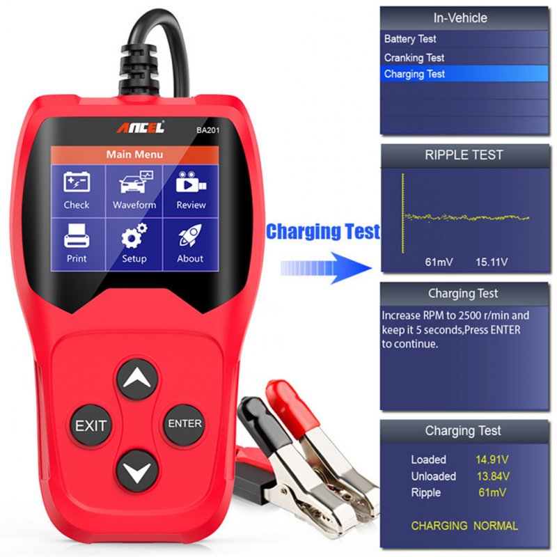 Ba201 Car Battery Tester Detector 12v 100-2000cca Battery Charging Starting Load Tester Analyzer Tools 