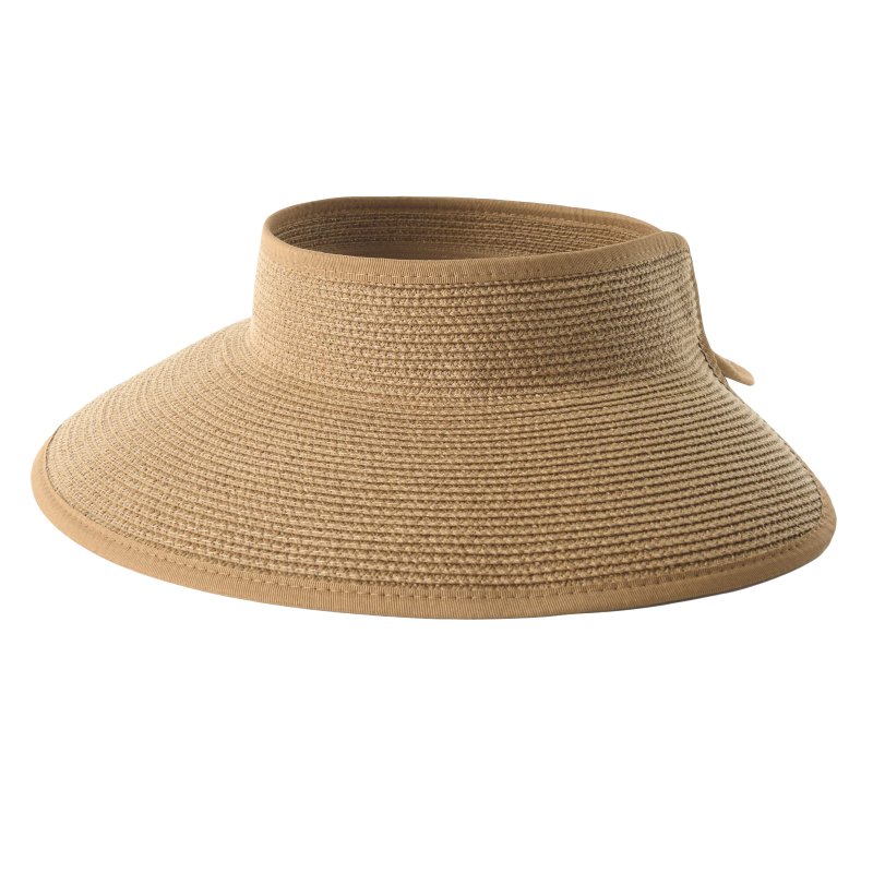 Sun Visor Hats For Women Summer Foldable Empty Top Anti-ultraviolet Sunshade Beach Straw Hat Khaki grown-up