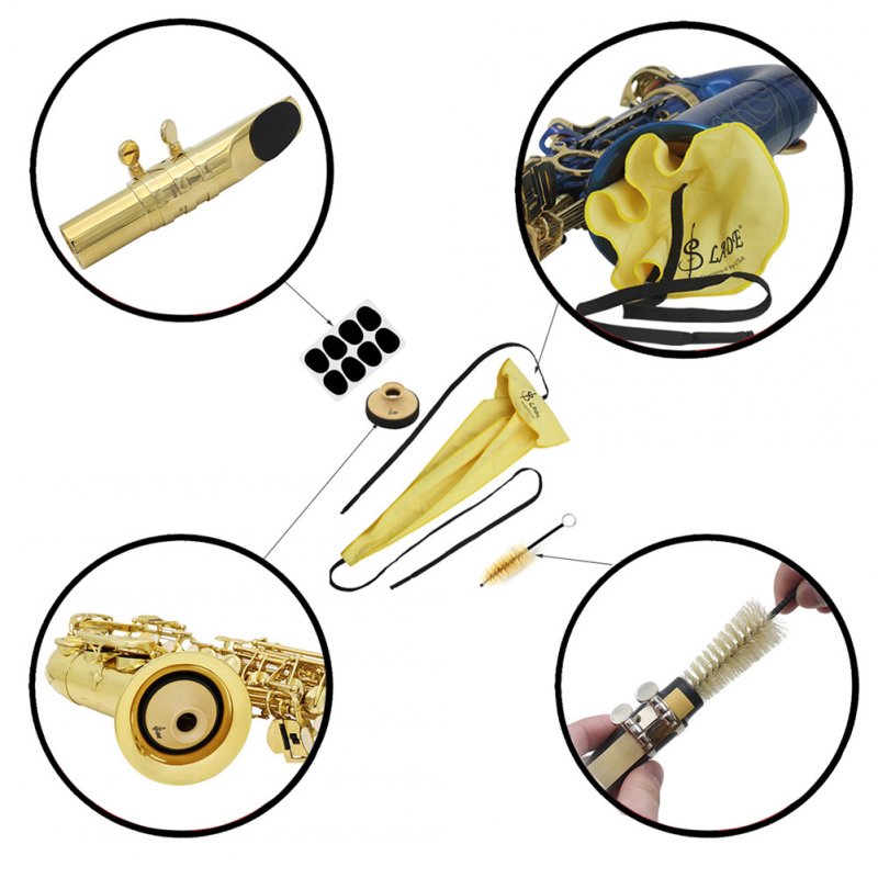 4pcs Saxophone Kit Dental Pad+3D Clean Swab+Mute+Mouthpiece Brush for Alto Tenor Soprano Sax Clarinet Musical Instrument Accessory 