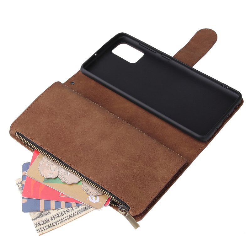 For Samsung A71 Case Smartphone Shell Precise Cutouts Zipper Closure Wallet Design Overall Protection Phone Cover  