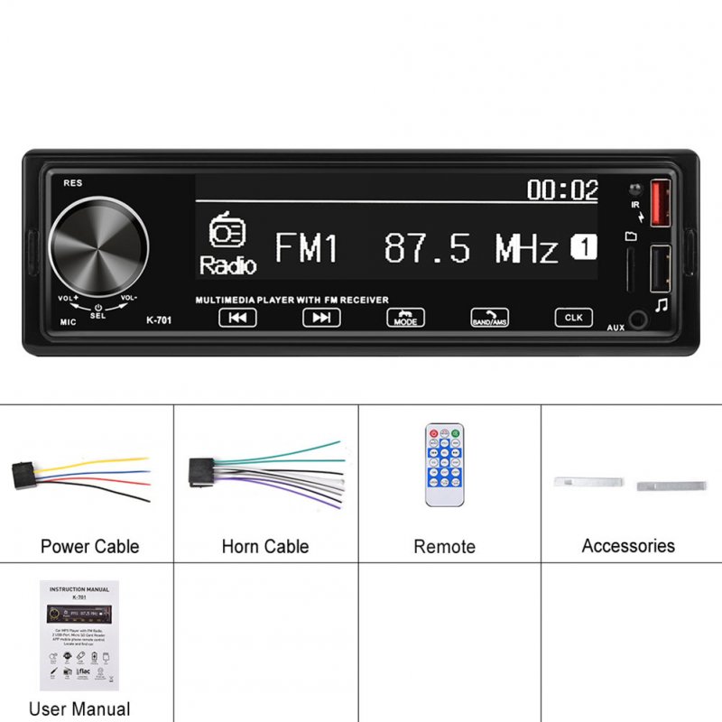 Car Mp3 Player K701 Bluetooth Iso Interface Hands-free Calling Music Player 