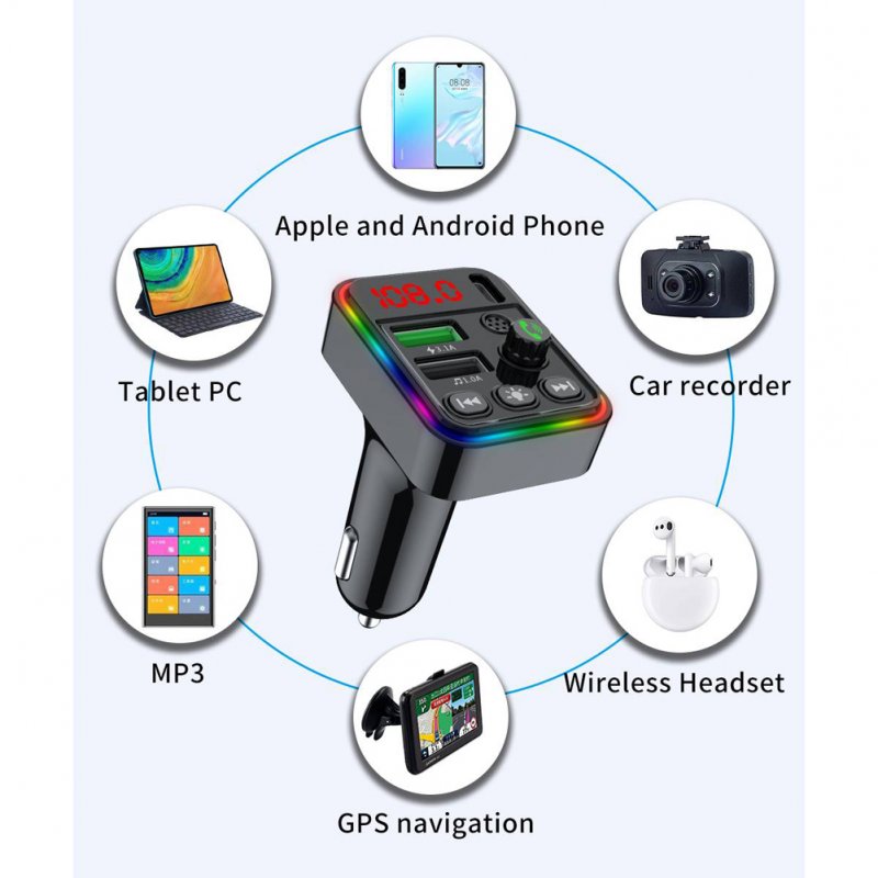 Car Fm Transmitter Cigarette Lighter Type Mp3 Player Bluetooth Hands-free Car Kit 