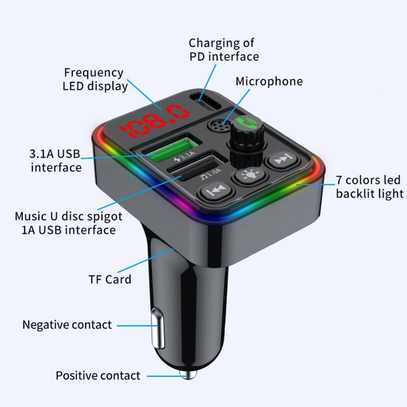 Car Fm Transmitter Cigarette Lighter Type Mp3 Player Bluetooth Hands-free Car Kit 