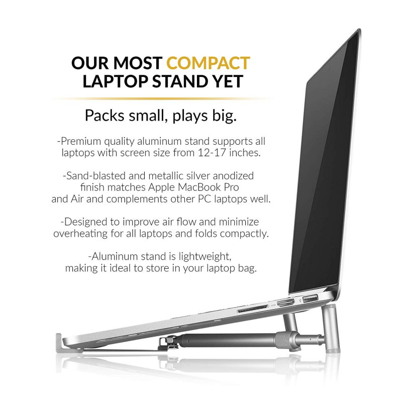 Aluminum Adjustable Laptop Stand for Desk Portable Foldable Compact Universal Computer Cooling Stand for MacBook PC 