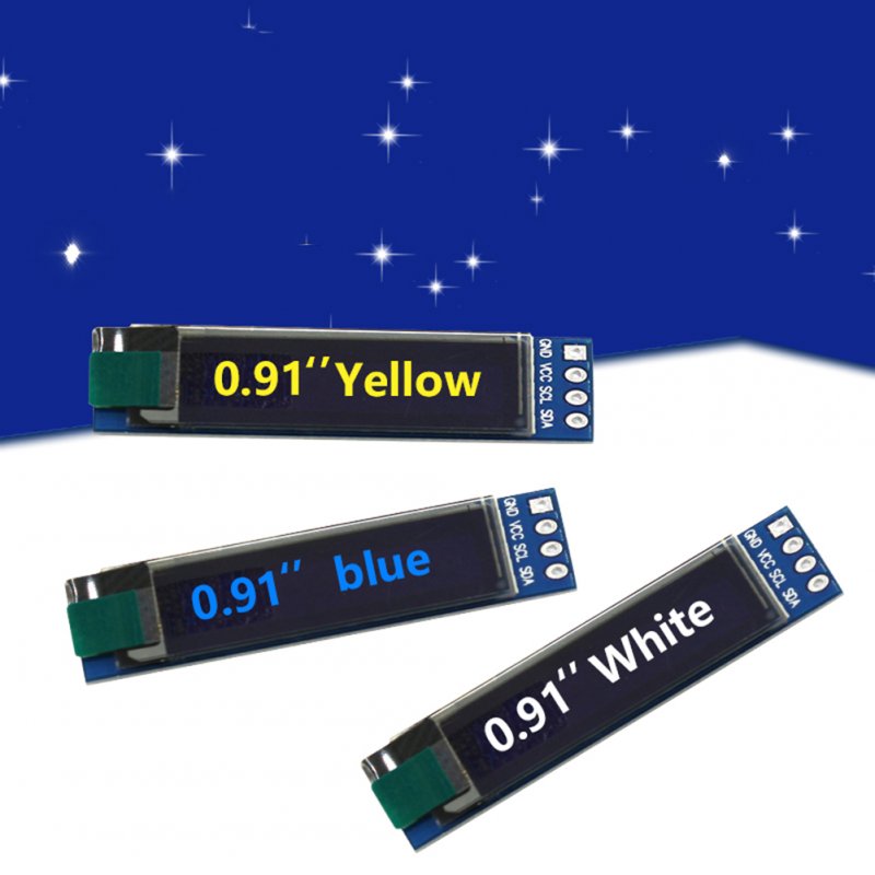 0.91 Inch Oled Lcd Display Iic Three-color Display Module Compatible with 3.3v-5v White
