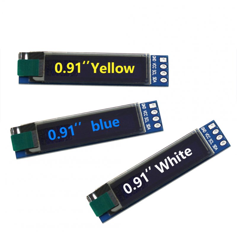 0.91 Inch Oled Lcd Display Iic Three-color Display Module Compatible with 3.3v-5v White