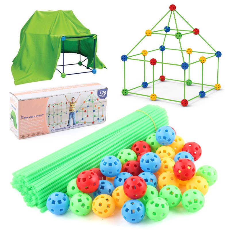 Kids Castle Tent Beaded Toy Children Construction Fort Building Kits Handmade Diy Puzzle Toys Polygon tent
