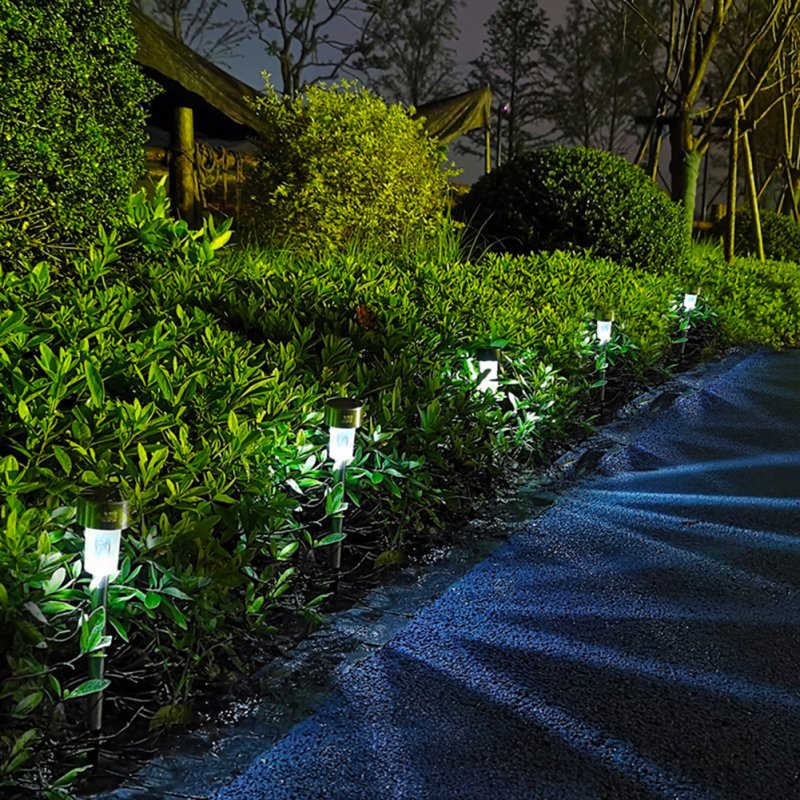 5pcs Outdoor LED Solar Lawn Lights With 2V/40MAH Solar Panel IP55 Waterproof Stainless Steel Stake Lights Garden Lamp (4.5 x 29.5cm/5.5 x 36.5cm) 