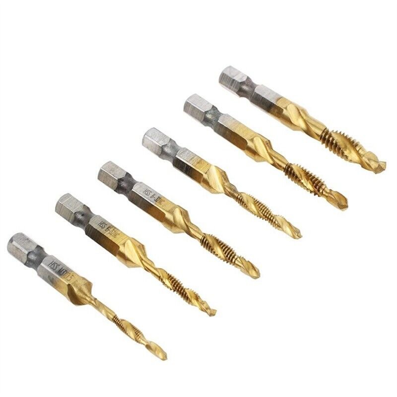 13 Pcs SAE/Metric Combination Drill Tap Bit Set Hex Shank Drill Bits Screw Tapping Bit Tool For Drilling Tapping Countersinking 