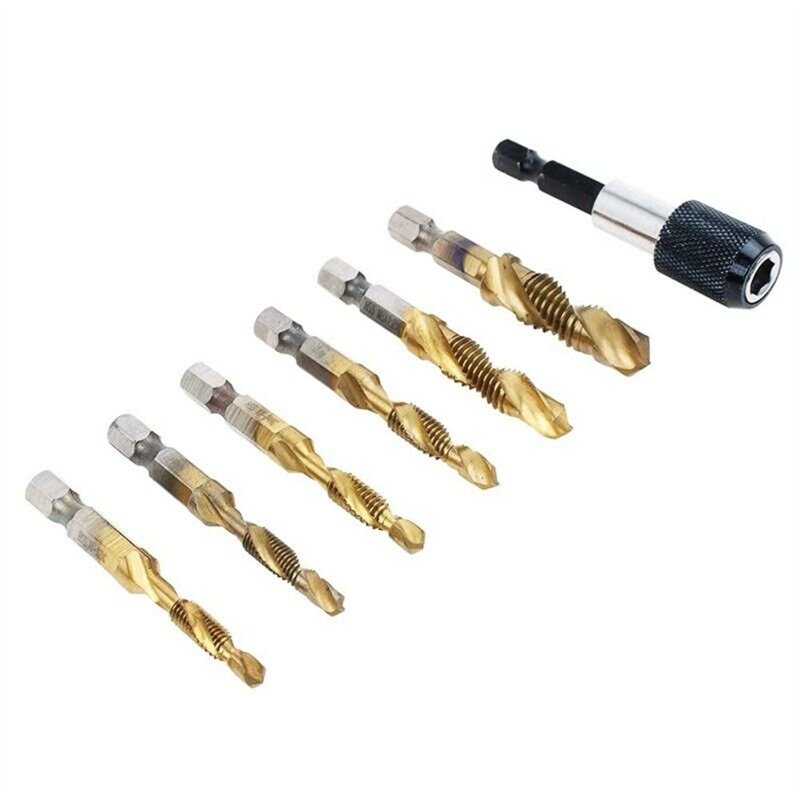 13 Pcs SAE/Metric Combination Drill Tap Bit Set Hex Shank Drill Bits Screw Tapping Bit Tool For Drilling Tapping Countersinking 