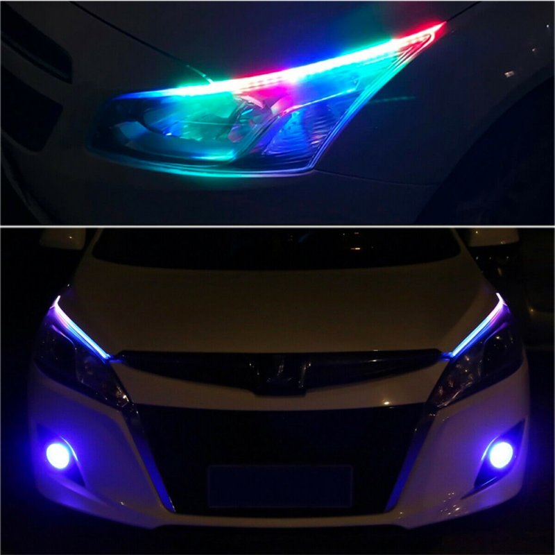 2 Pcs RGB LED Car Styling General Daytime Running Lights Strip Ultra-thin Dual-color Light Guide Bar For Headlight Accessories 