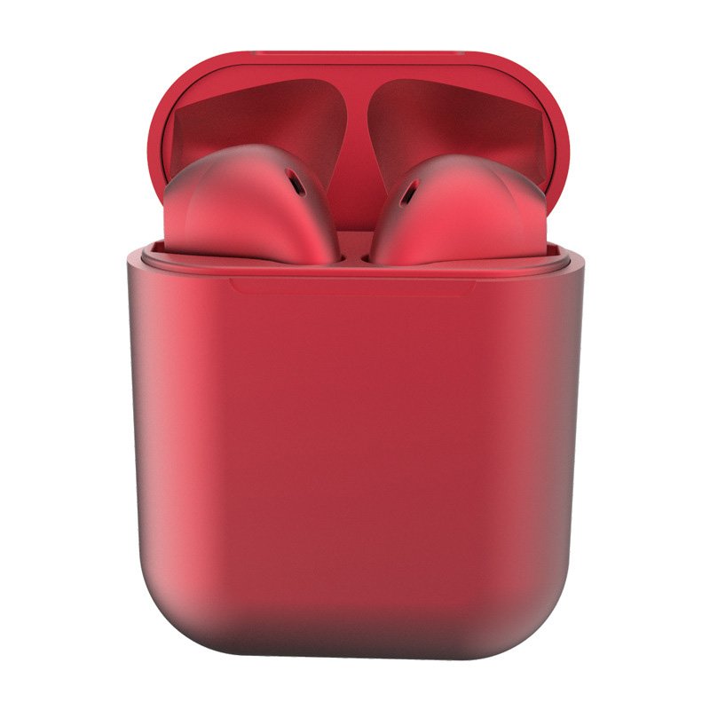 red wireless earphones