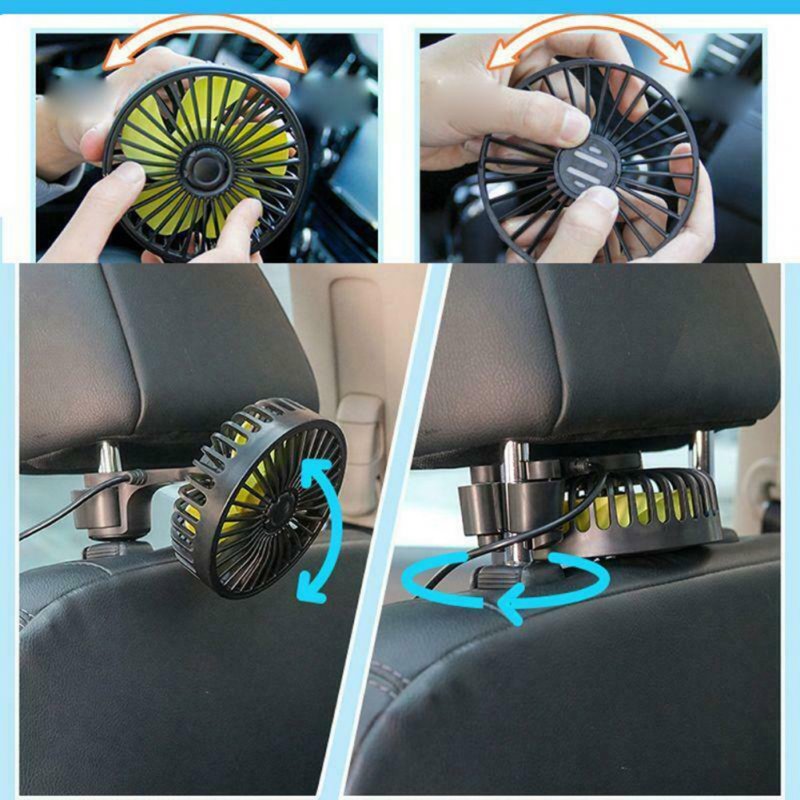 Usb Car Headrest Fan Mini Rear Seat 3-speed Adjustable Air Cooling Blowing Fans Plug And Play F407 