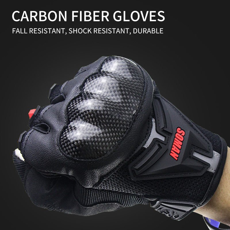 Motorcycle  Gloves Leather Moto Riding Gloves Motorbike Protective Gears red_M