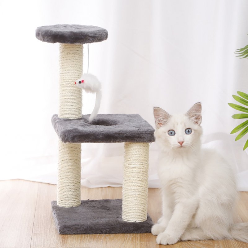 Cat Tree Cat Tower Three-column Three-layer Square Cat Climbing Platform Jumping Toy 20x20x40cm Grey