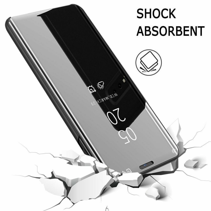 For Samsung Galaxy S10/S10 Plus/S10E Smart Leather Flip Mirror 360 Phone Case Cover black