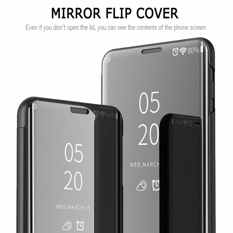 For Samsung Galaxy S10/S10 Plus/S10E Smart Leather Flip Mirror 360 Phone Case Cover black