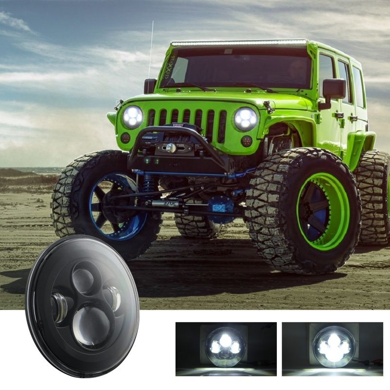 Car headlamp 7 Inch 200W Round LED abs Headlights IP67 20000LM Beam For Jeep Wrangler 