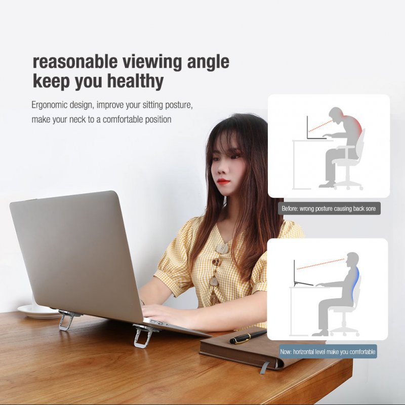 2pcs Invisible Laptop Stand Notebook Riser Foldable Cooling Stand Holder Mini Portable Heightened Bracket 