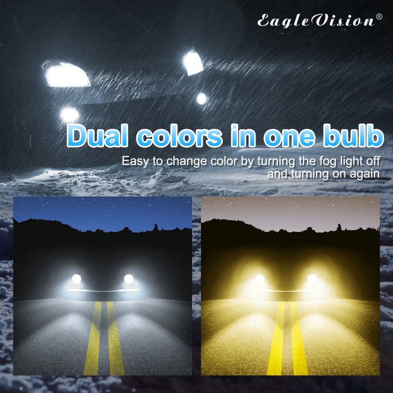 2pcs/set 880/881 9005/9006 H8/H11 5202 Dual Color Truck High Power Headlight Bulb Cool white + amber_9005/9006