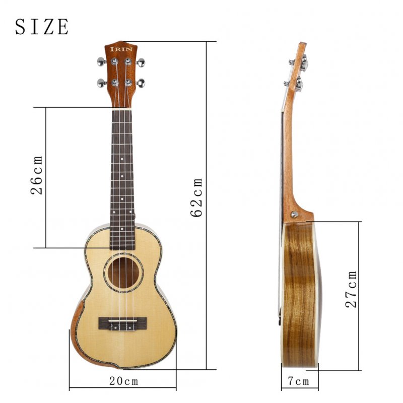 UK2385 23inch Concert Ukulele Spruce Acacia Panel Classical Ukelele Guitar with Bag String Capo Strap 