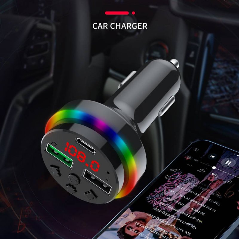 F15 Car Mp3 Player Bluetooth Receiver Hands-free Adapter Dual Usb Smart Charging Fm Transmitter 