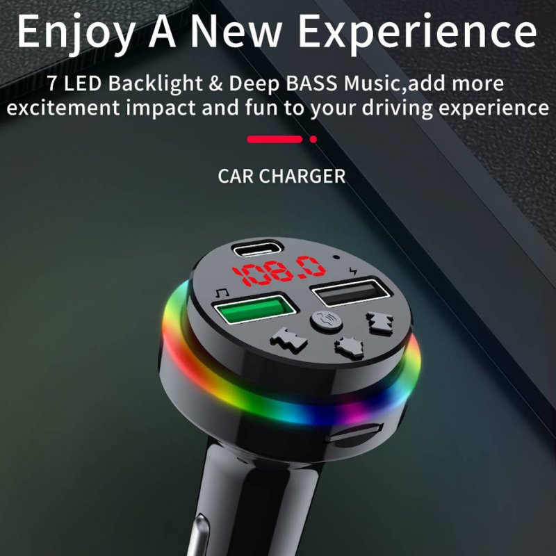 F15 Car Mp3 Player Bluetooth Receiver Hands-free Adapter Dual Usb Smart Charging Fm Transmitter 