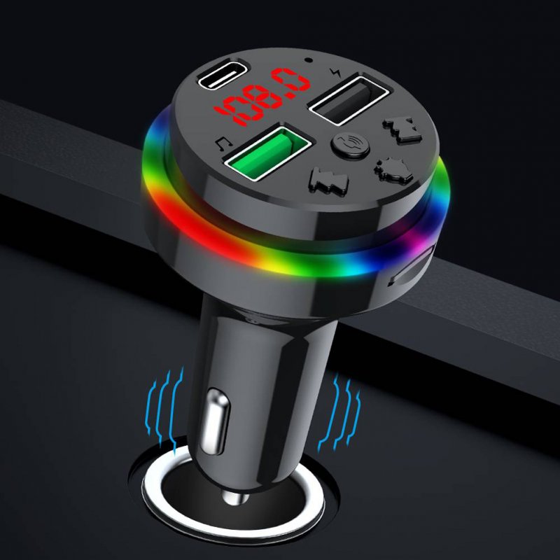 F15 Car Mp3 Player Bluetooth Receiver Hands-free Adapter Dual Usb Smart Charging Fm Transmitter 