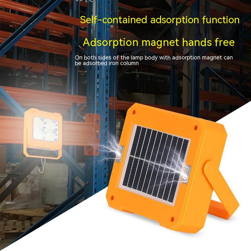 Portable Solar Led Work Light 6000mah Battery Usb Rechargeable Outdoor Waterproof Camping Tent Light Flashlight 