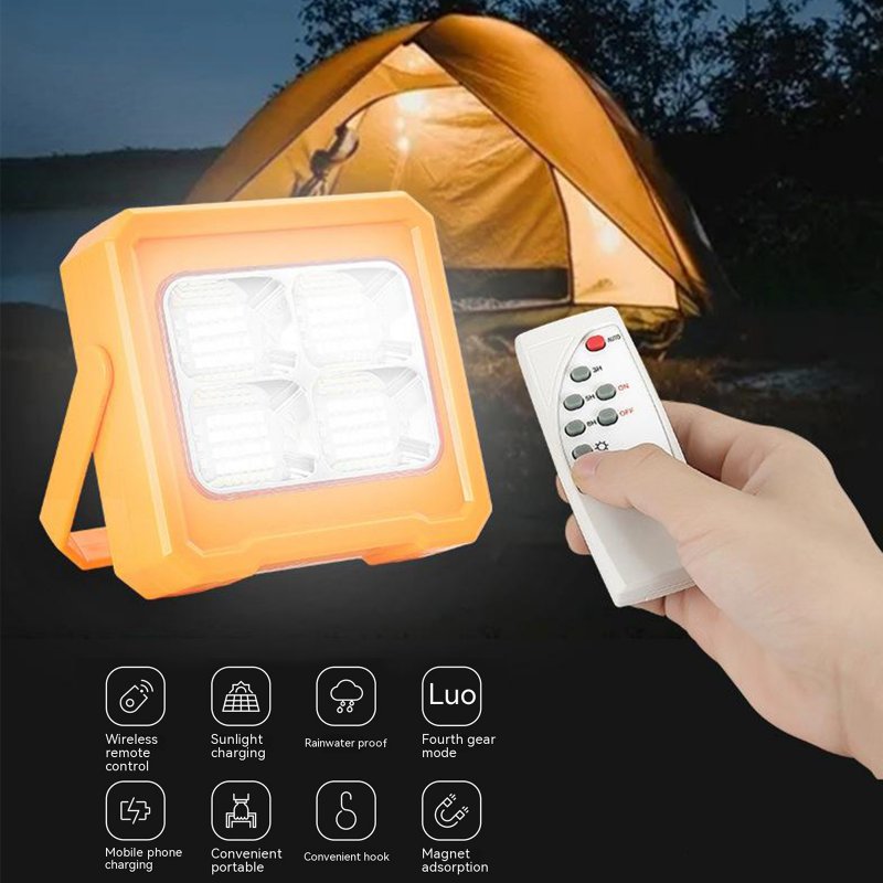 Portable Solar Led Work Light 6000mah Battery Usb Rechargeable Outdoor Waterproof Camping Tent Light Flashlight 